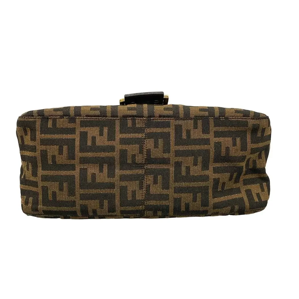 Fendi Mamma bucket / Zucchino pattern Handbag Brown Dark Brown Jacquard Leather